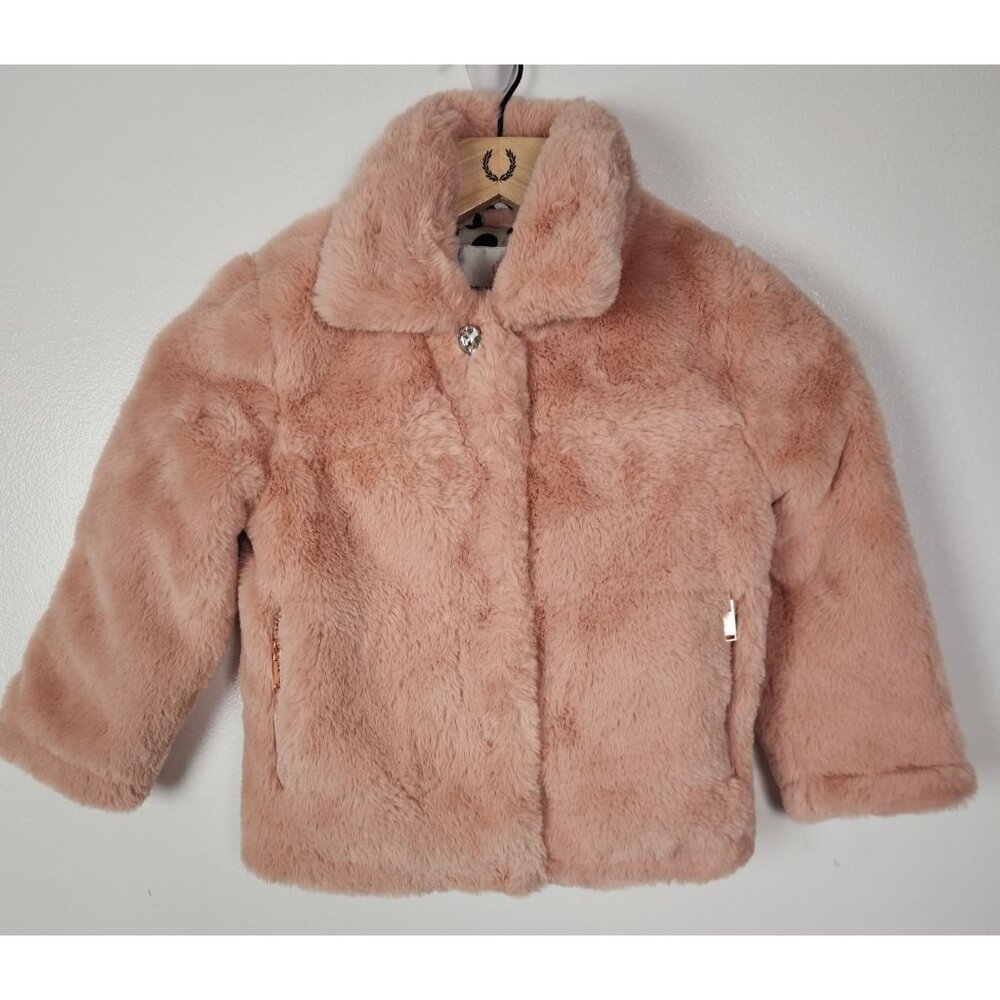 Urban Republic Girls Sz. 4 Pink Faux Fur Rose Gold Winter Coat NWT